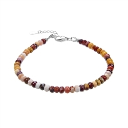 06186590561 Bracciale di mookaite sfaccettata, bottoni 02 x 04 mm, catena di prolungamento, rodiato | Marco Schreier