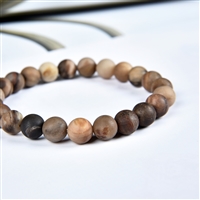 Bracelet, Petrified Wood, 08mm Beads, Frosted