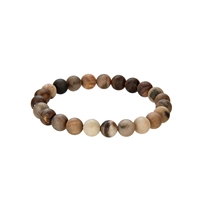 Bracelet, Petrified Wood, 08mm Beads, Frosted