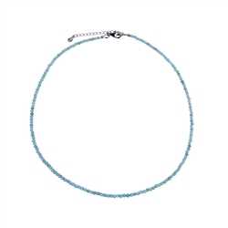 0619612212 Necklace Larimar, ball (2mm), faceted, rhodium plated, extension chain | Marco Schreier