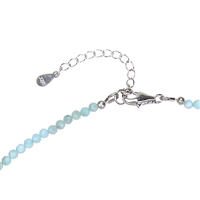 Necklace Larimar, beads (3mm) faceted, rhodium-plated, extension chain