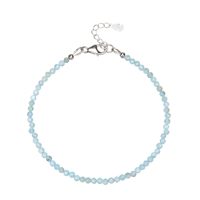 Necklace Larimar, beads (3mm) faceted, rhodium-plated, extension chain