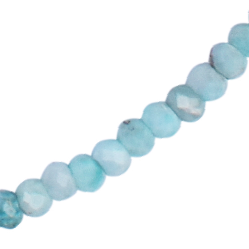 Kette Larimar, Button (3 x 4,5mm) facettiert, rhodiniert, Verlängerungskettchen