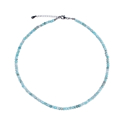 0619612233 Necklace Larimar, button (3 x 4,5mm) faceted, rhodium plated, extension chain | Marco Schreier