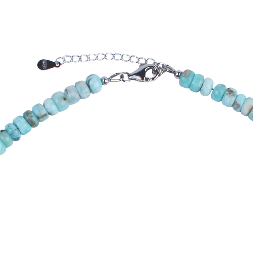 Collar de Larimar, botón (3-4 x 6-7mm), rodinado, cadena de extensión