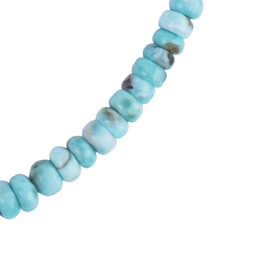 Chain Larimar, button (3-4 x 6-7mm), rhodium plated, extension chain