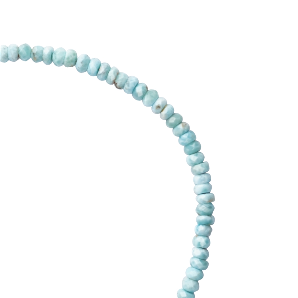 Necklace Larimar, button faceted (6-7 x 3-4mm), 45cm, extension chain