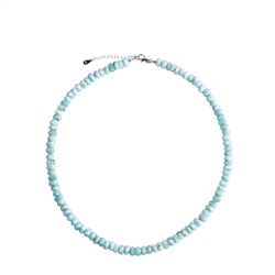 0619614790 Necklace Larimar, button faceted (6-7 x 3-4mm), 45cm, extension chain | Marco Schreier