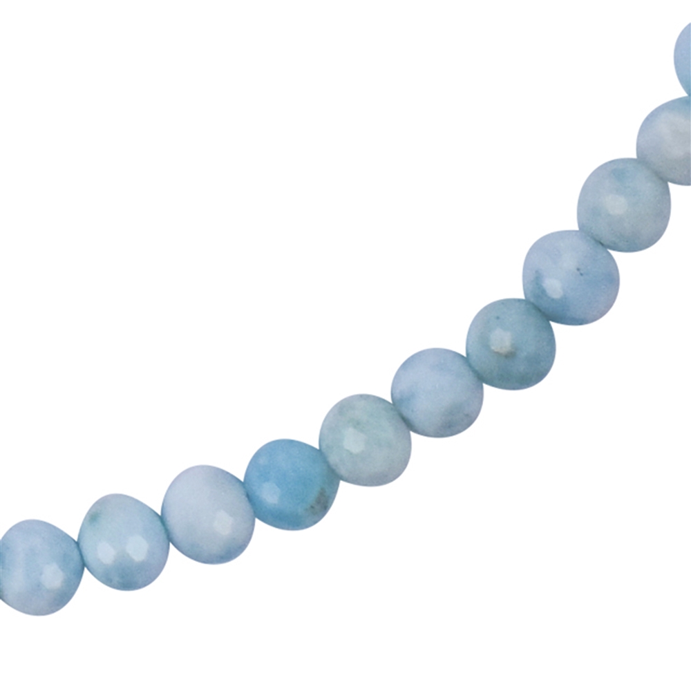 Necklace Larimar, beads (5,5 - 6,0mm), faceted, rhodium plated, extension chain