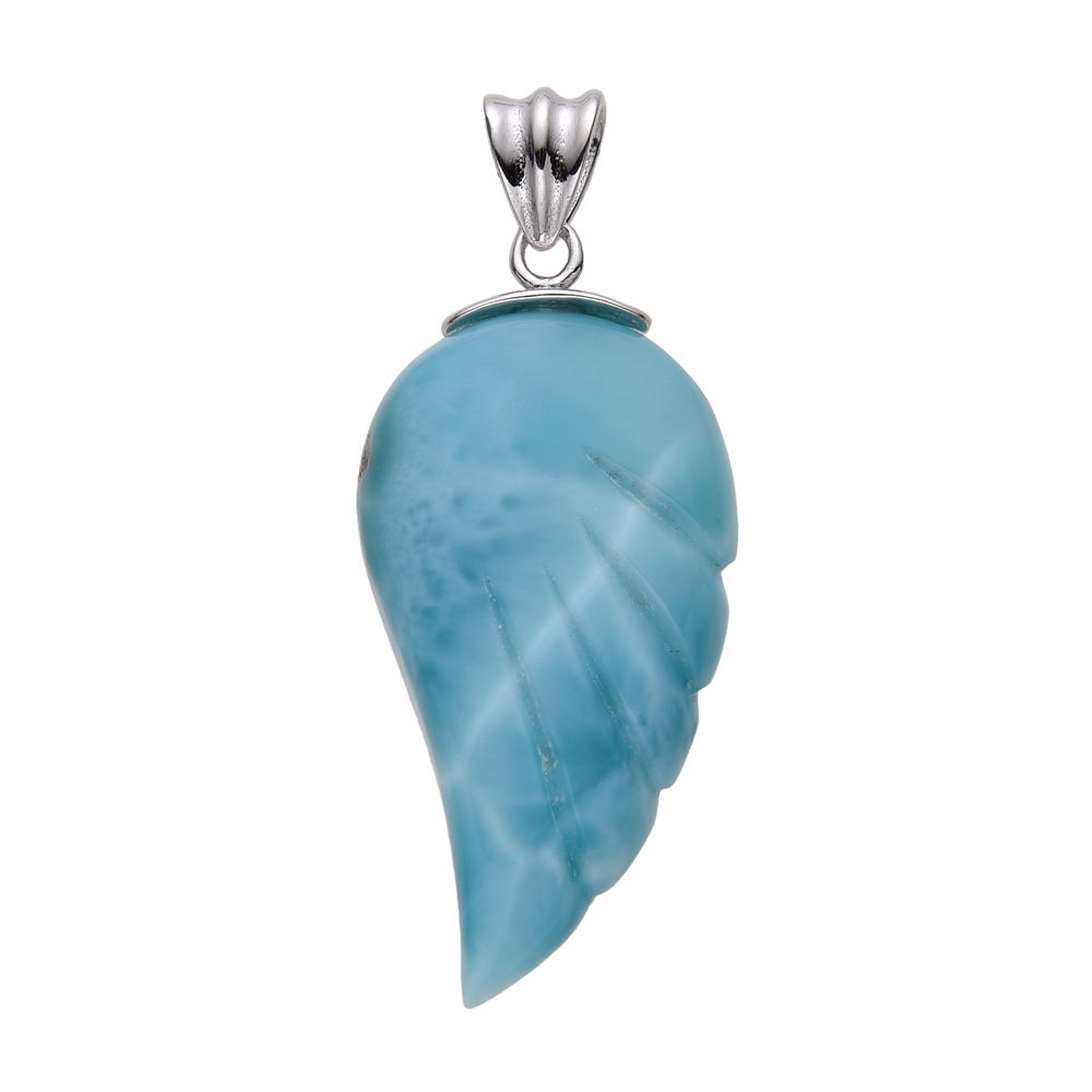 Anhänger Larimar, Engelsflügel (28 x 15mm), 4,0cm, rhodiniert