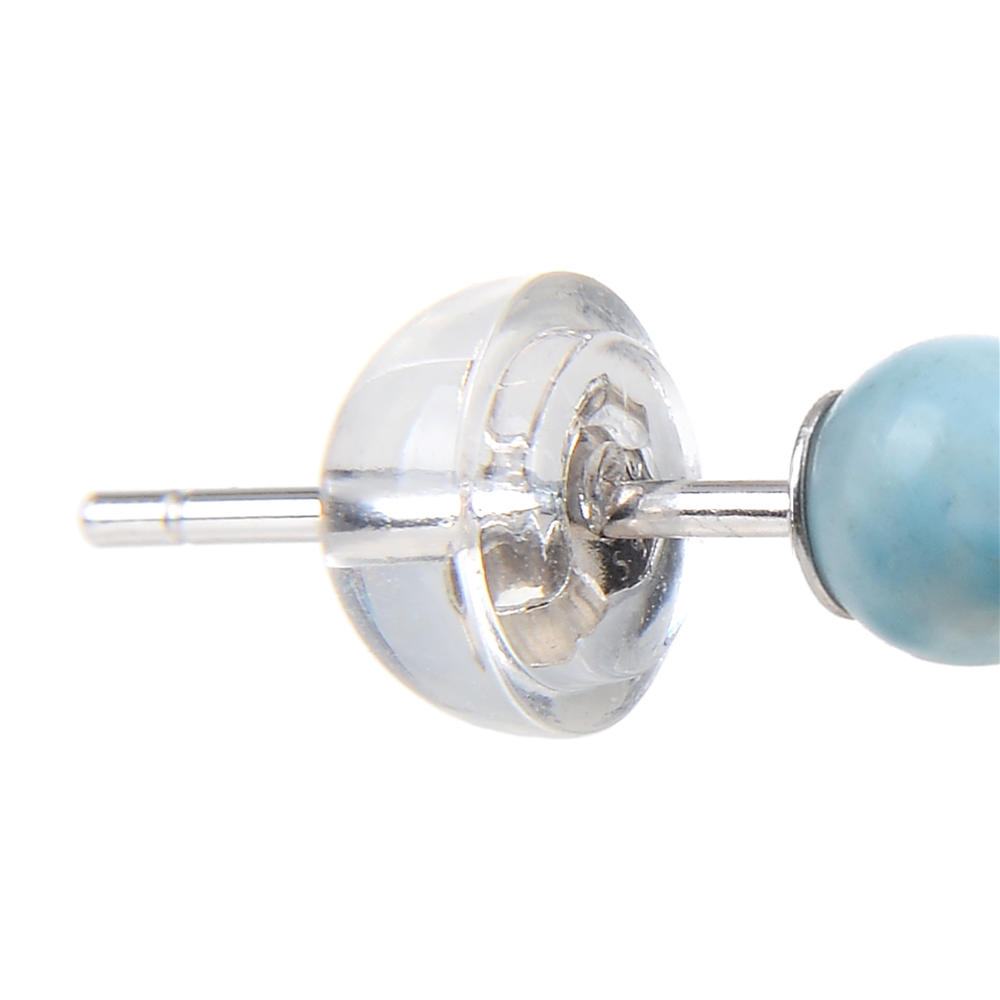 Earstuds Larimar, ball, 4mm, rhodiniert | wholesaler gems &amp; healing stones