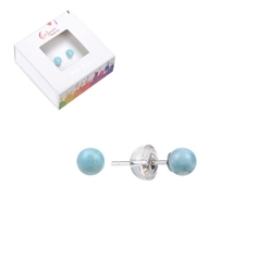 0619645104 Earstud Larimar, ball, 4mm, rhodium plated | wholesaler gems & healing stones