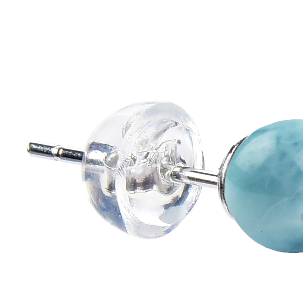 Ohrstecker Larimar, Kugel, 6mm, rhodiniert