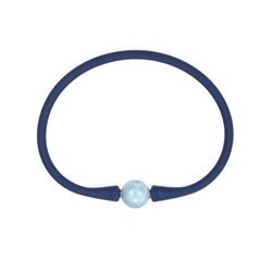 0619661001 Bracelet Larimar ball (10mm), silicone, 18cm | wholesaler gems & healing stones