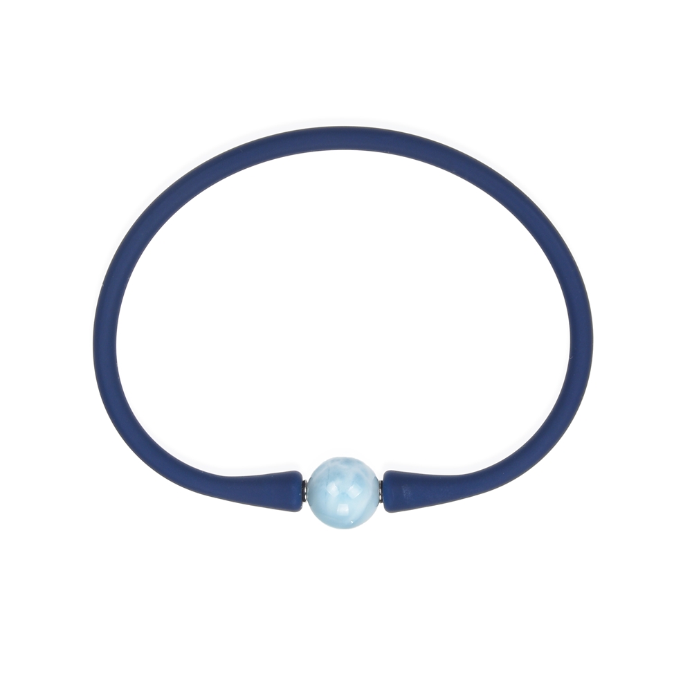 0619661001 Bracelet en perles rondes Larimar (10mm), silicone, 18cm | Marco Schreier