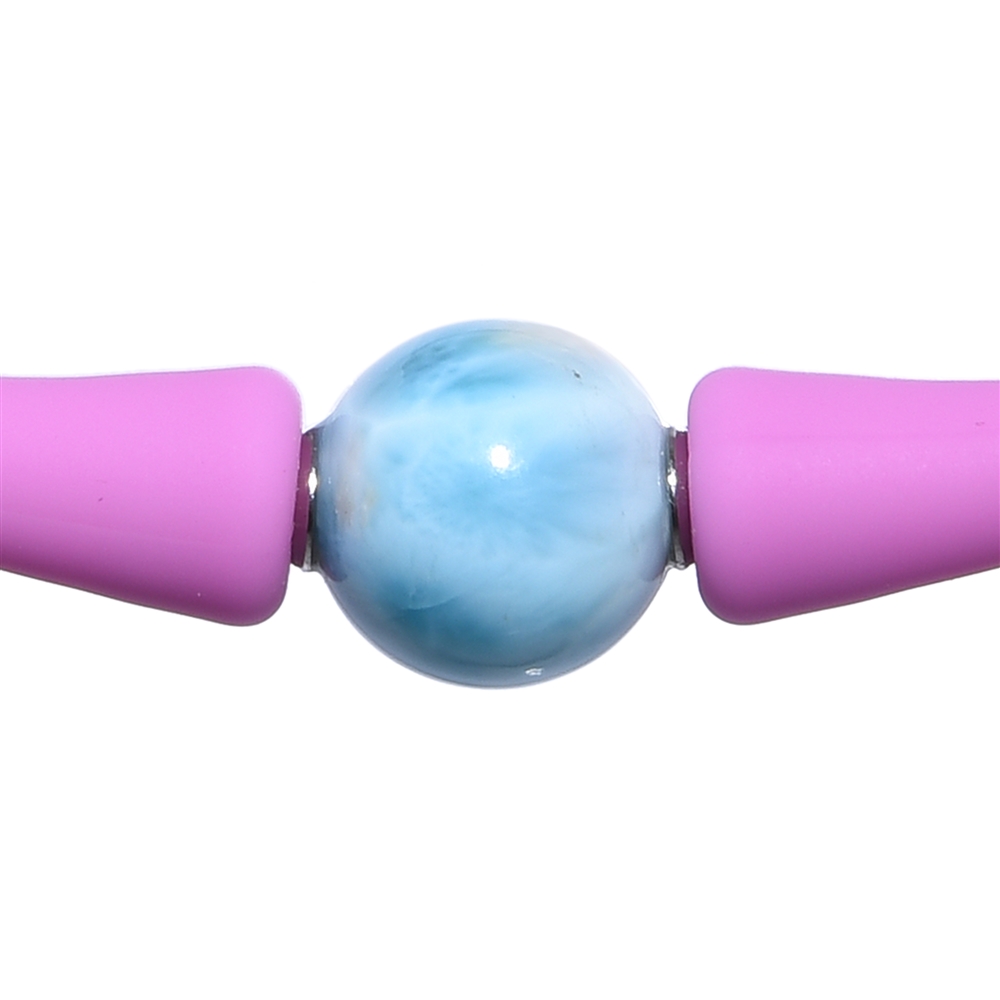 Armband Larimar Kugel (10mm), Silikon (rosa), 18cm | Marco Schreier