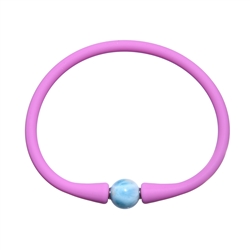 0619661004 Armband Larimar Kugel (10mm), Silikon (rosa), 18cm | Marco Schreier