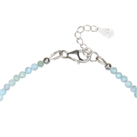 Bracelet Larimar, beads (3mm) faceted, rhodium plated, extension chain