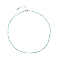 Bracelet Larimar, beads (3mm) faceted, rhodium plated, extension chain