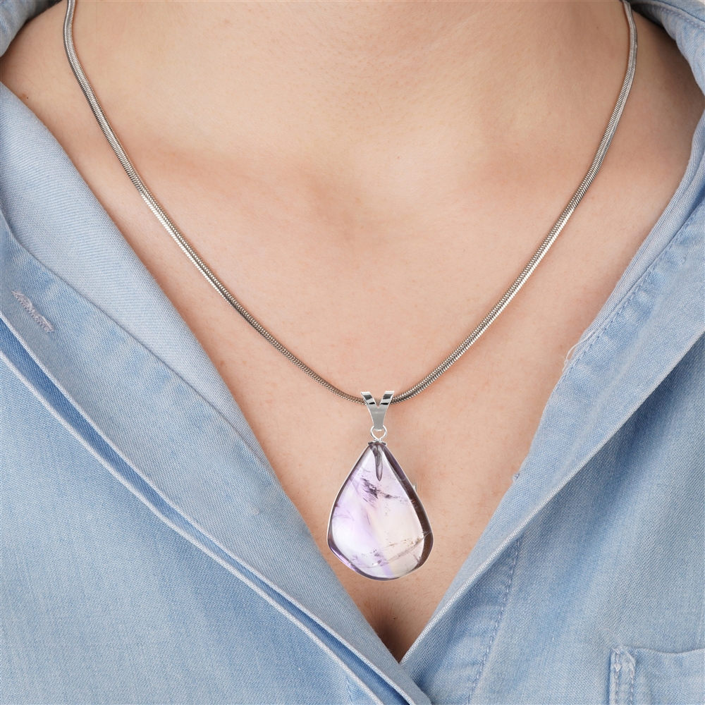 Ametrine pendant, large Tumbled Stone, rhodiniert