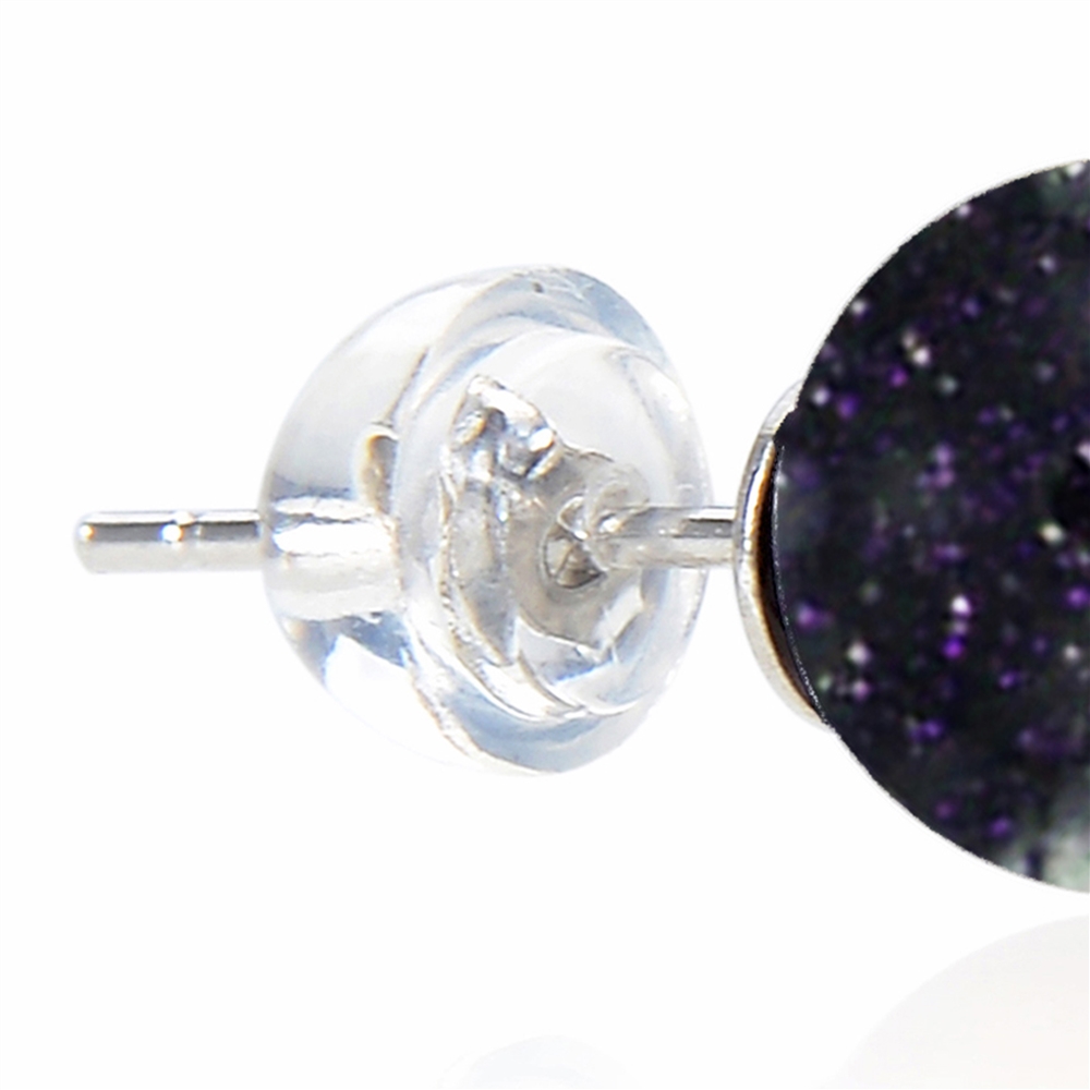 Earstud gold river violet (synth. Glass), ball, 8mm, rhodium plated