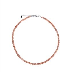 0621312230 Necklace sunstone, cube (4 x 4mm), faceted, rhodium-plated, extension chain | Marco Schreier