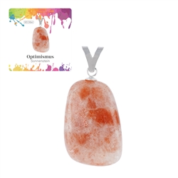 0621325107 Pendentif Pierre de soleil, Pierre roulée grande, rhodié | Marco Schreier