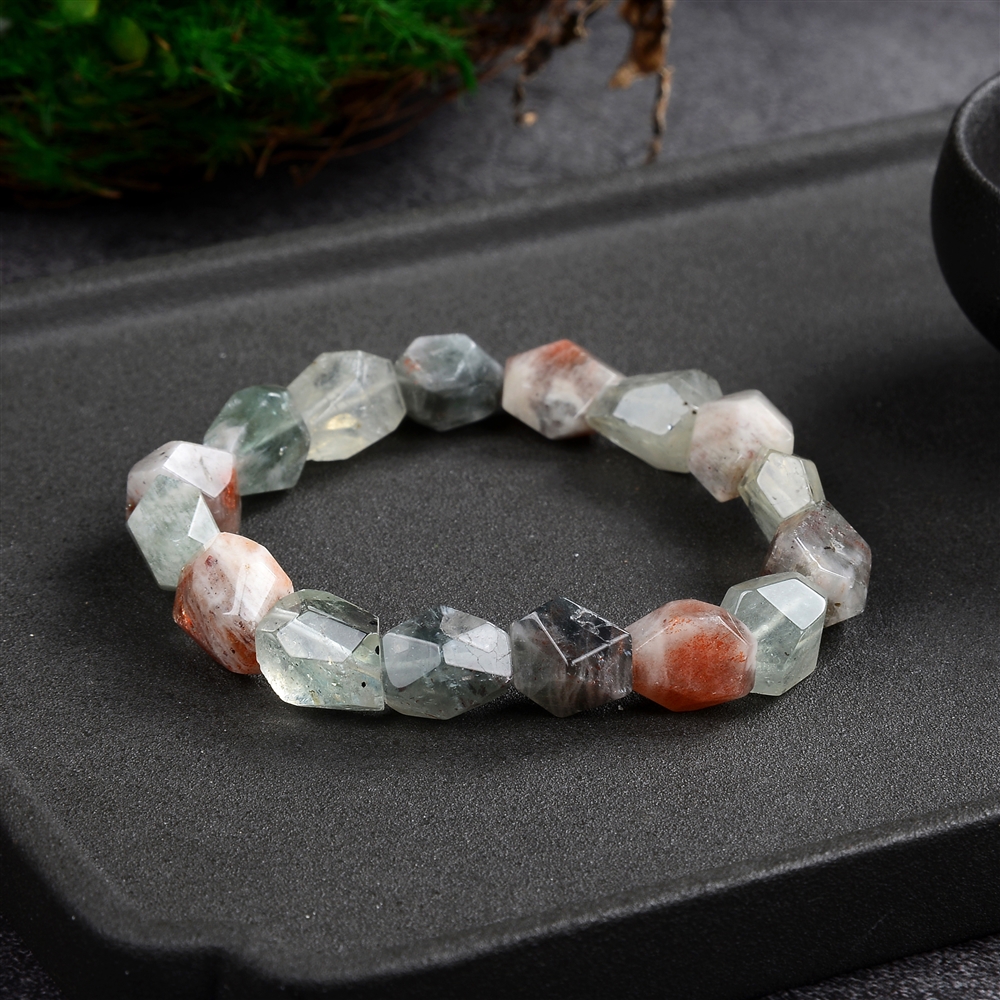 Bracelet, sunstone (Arusha), 12-14mm nuggets, faceted