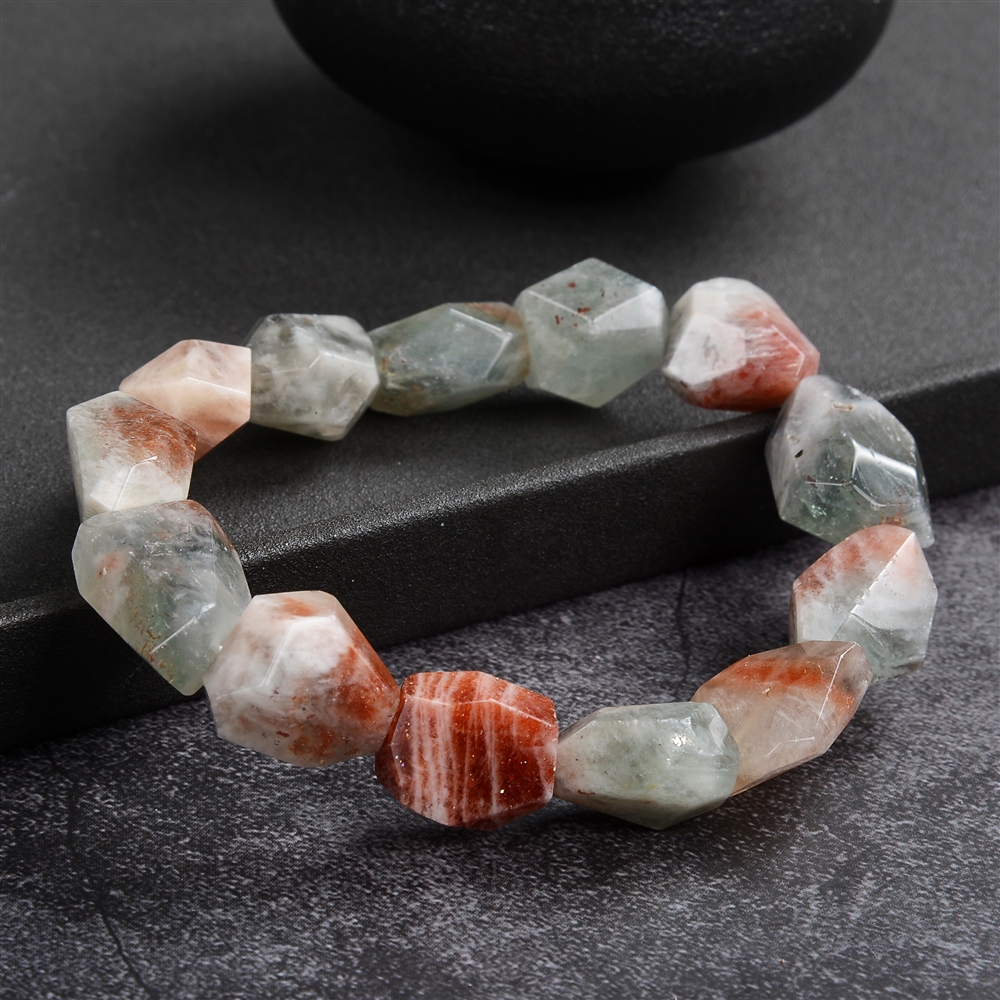 Bracelet, sunstone (Arusha), 14-18mm nuggets, faceted