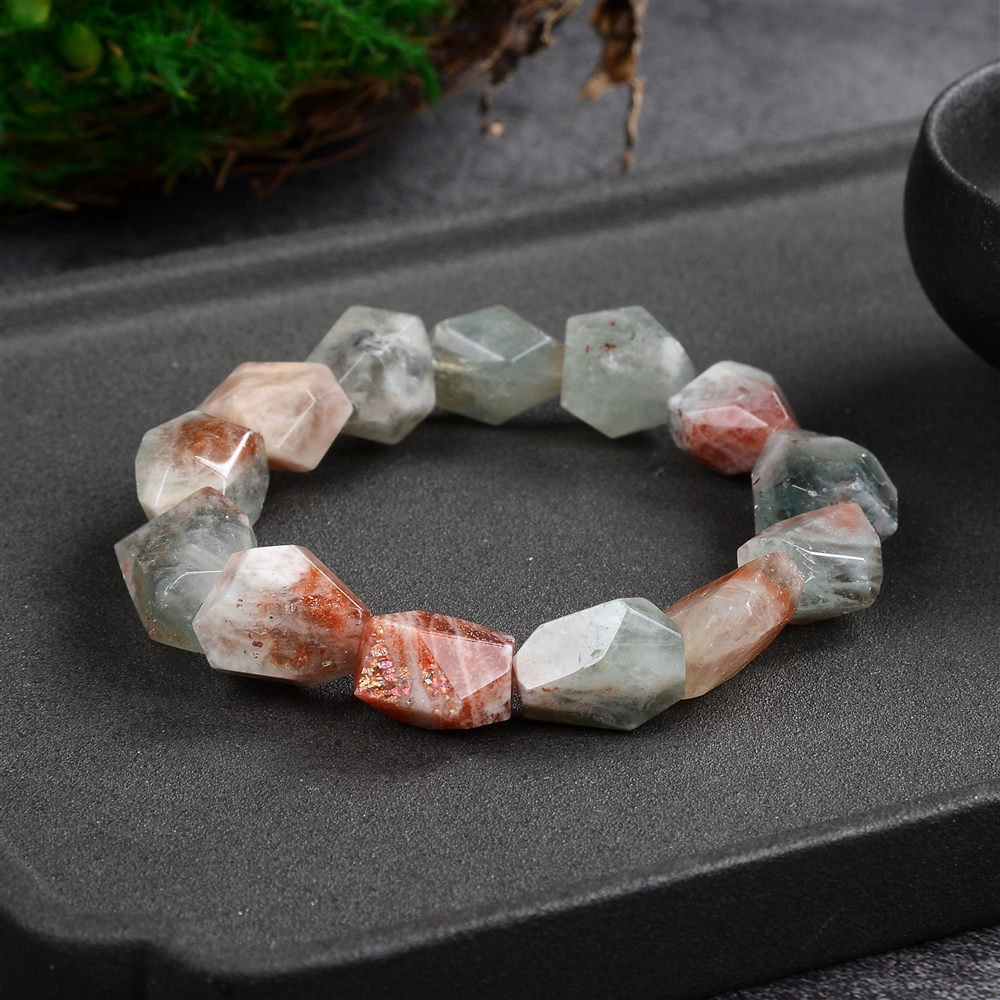 Bracelet, sunstone (Arusha), 14-18mm nuggets, faceted