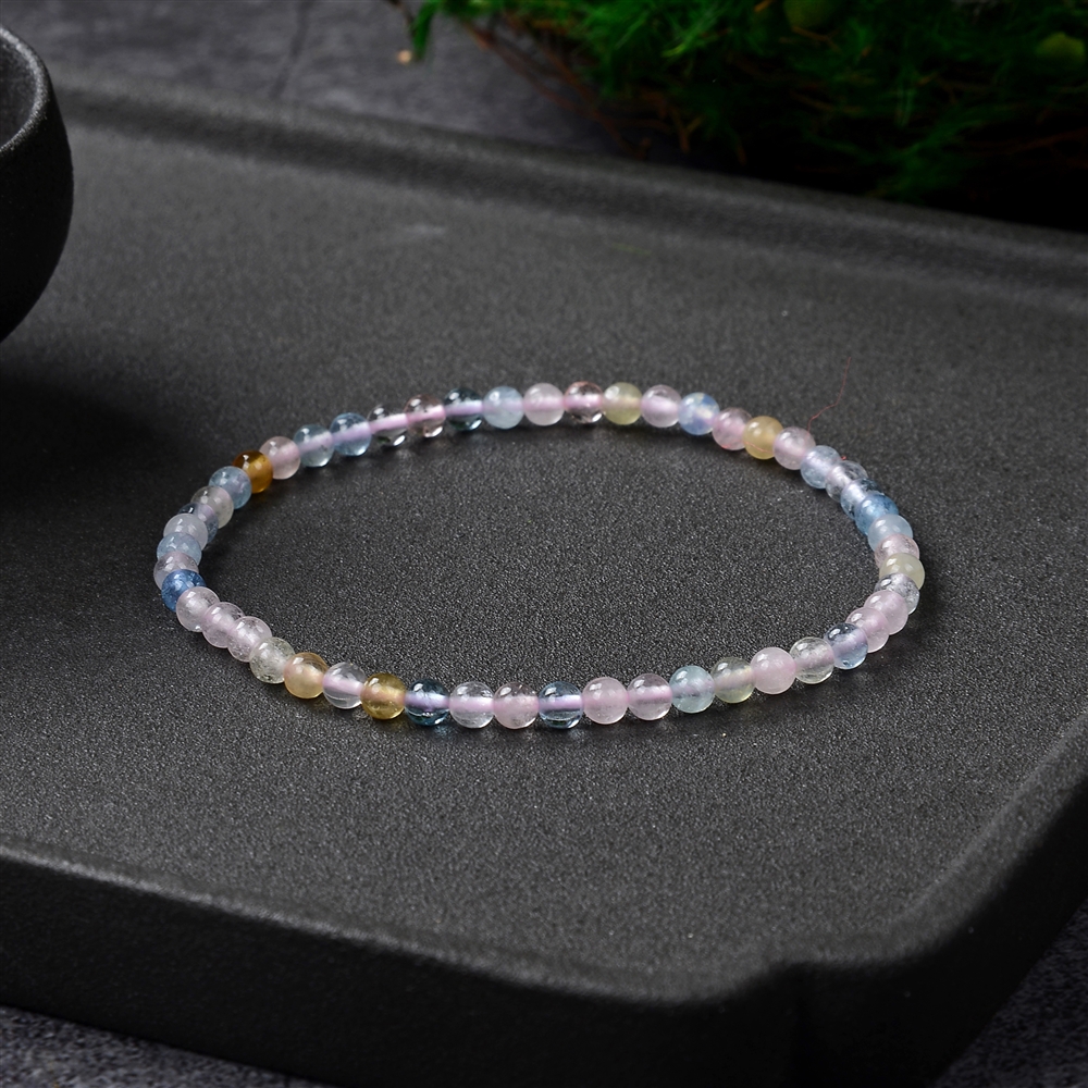 Bracelet, Morganite, 04mm boules rondes