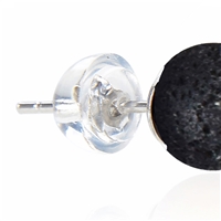 Earstud lava, ball, 6mm, rhodium plated