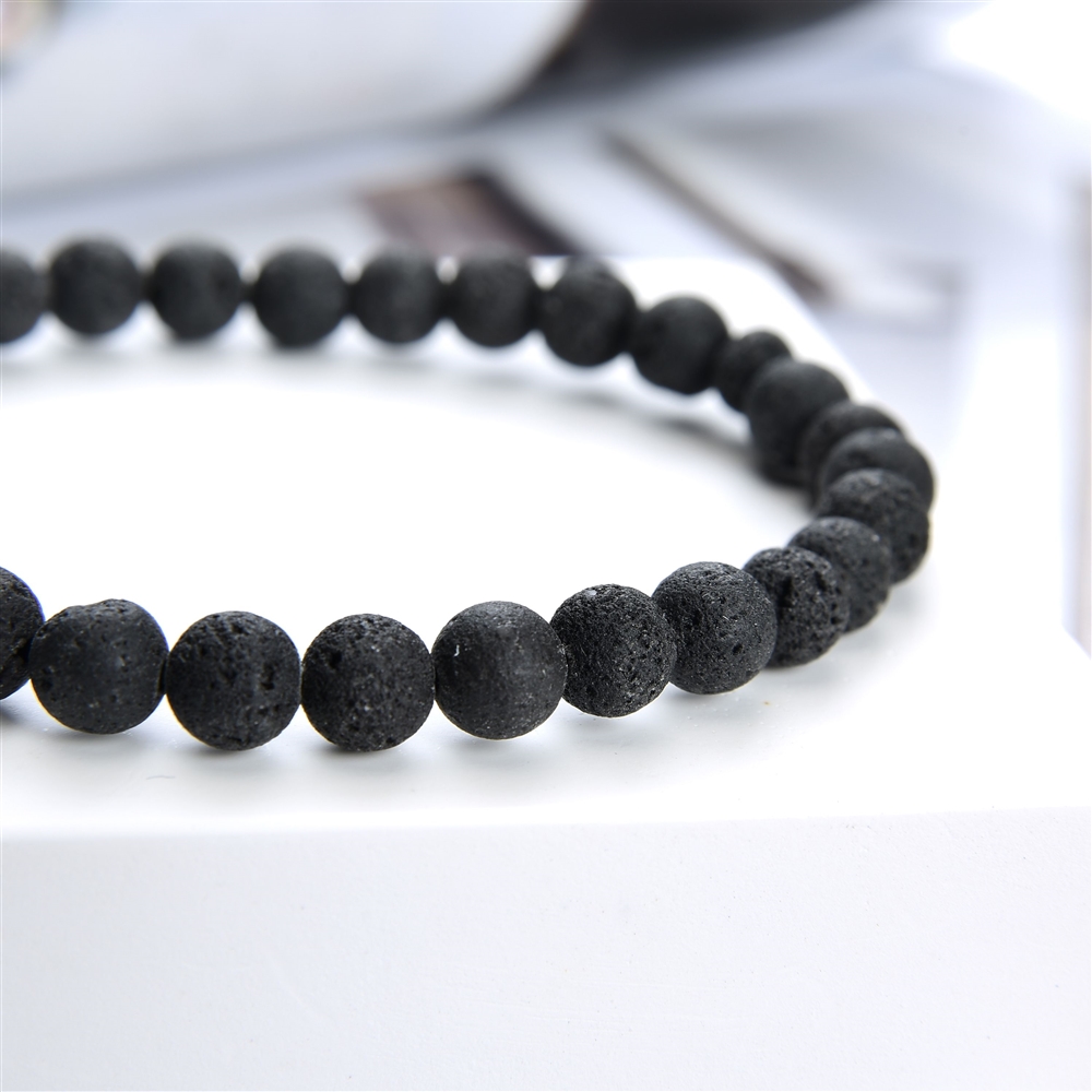 Bracciale, lava (nero), perline da 06 mm