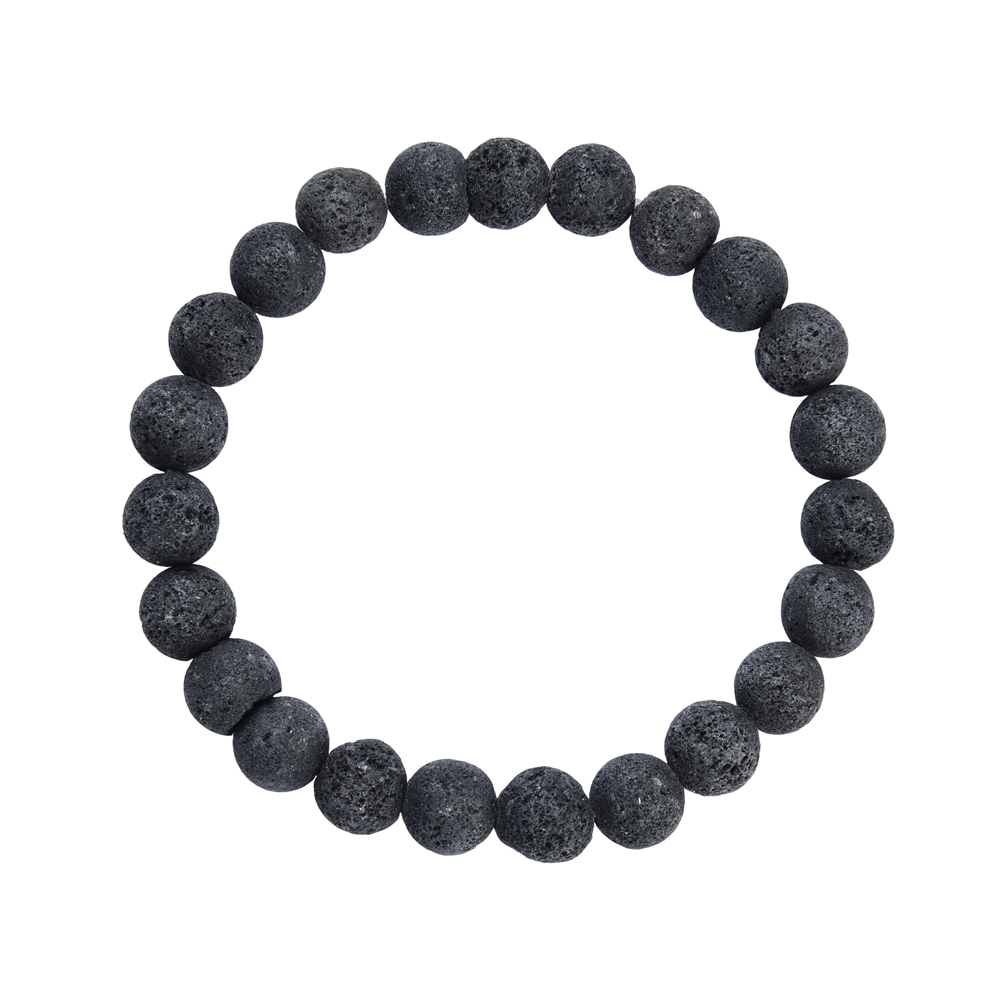 Bracelet en perles rondes, lave (noir), 08mm boules