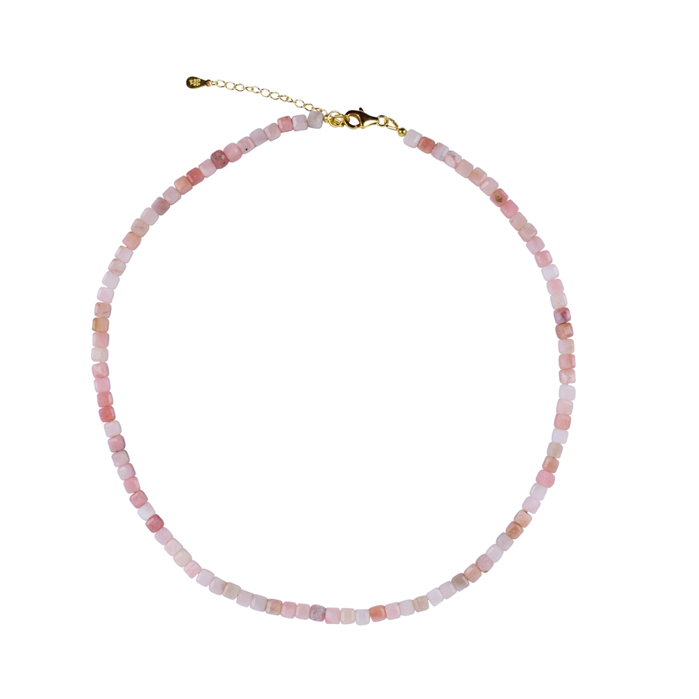 Andean Opal necklace, cube (4.5 mm), faceted, gold-plated, extension chain