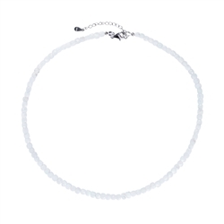 0626812230 Necklace Labrodorite (white), cube (4mm), faceted, rhodium plated, extension chain | Marco Schreier