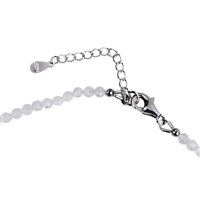 Necklace Labrodorite (white), beads (3mm), faceted, rhodium plated, extension chain