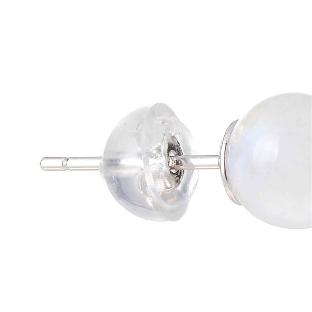 Earstuds Labrodorite (white), ball, 4mm, rhodium-plated