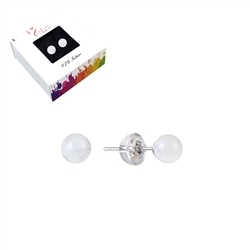 0626845104 Earstuds Labrodorite (white), ball, 4mm, rhodium-plated | Marco Schreier