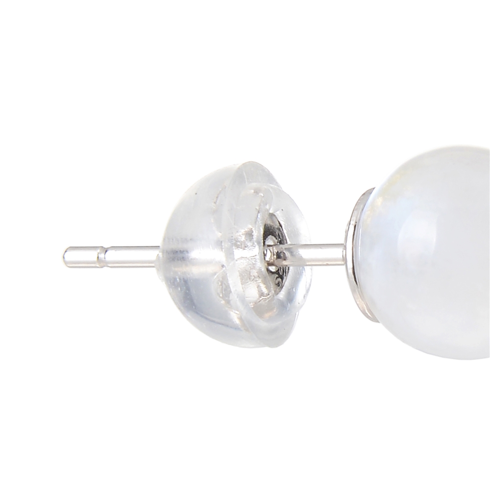 Earstud Labrodorite (white), ball, 6mm, rhodium plated