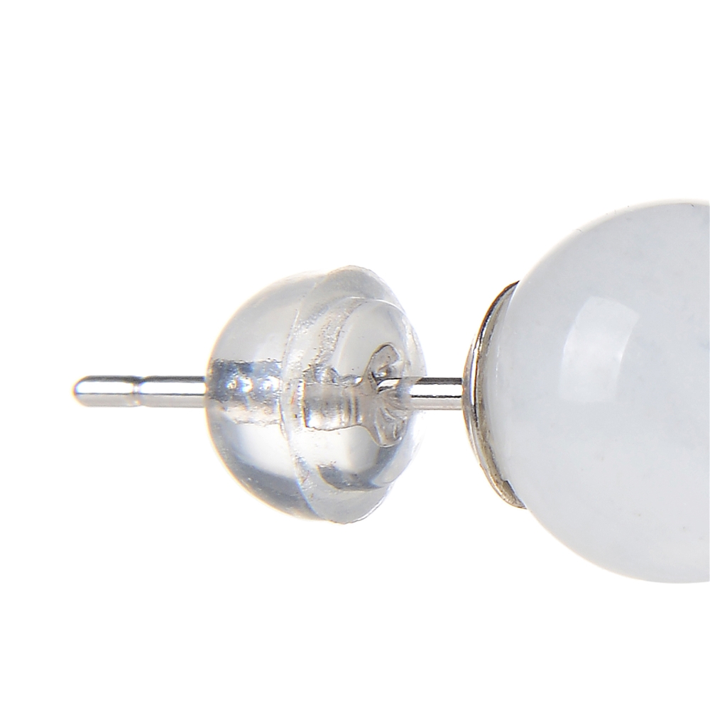 Earstuds Labrodorite (white), ball, 8mm, rhodiniert