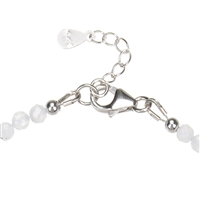 Bracelet Labrodorite (white) beads (3mm), faceted rhodium-plated, extension chain