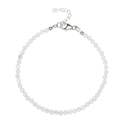 0626864213 Bracelet Labrodorite (white) beads (3mm), faceted rhodiniert, extension chain | Marco Schreier