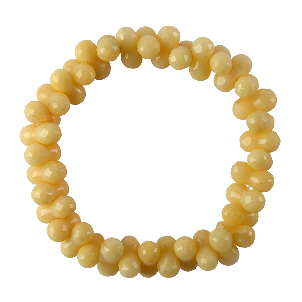 Bracelet, Serpentine (yellow), YinYang faceted, 06mm