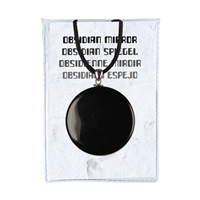 Miroir Obsidienne (noir) avec oeillet argent et cordon, 4cm