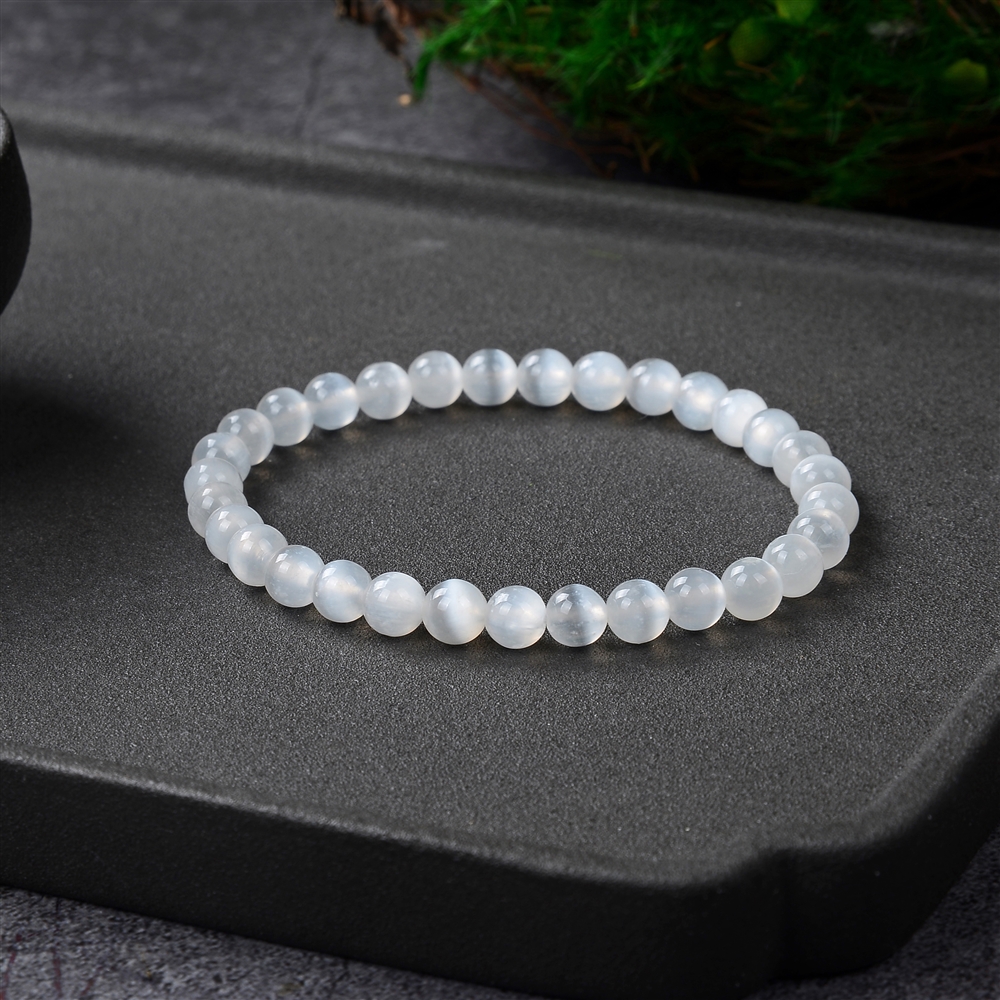 Bracelet, selenite, 06mm beads