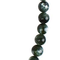 Collana di serafinite, perle (5,5 mm), rodiate, catena di prolungamento