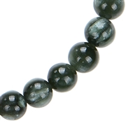 Bracciale in serafinite, perle da 5,5 mm, catena di prolunga, rodiato