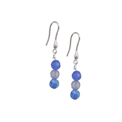 0631945463 Boucles d'oreilles avec crochets, agate bleue (teintée), boules (6mm), 4,0cm | Marco Schreier