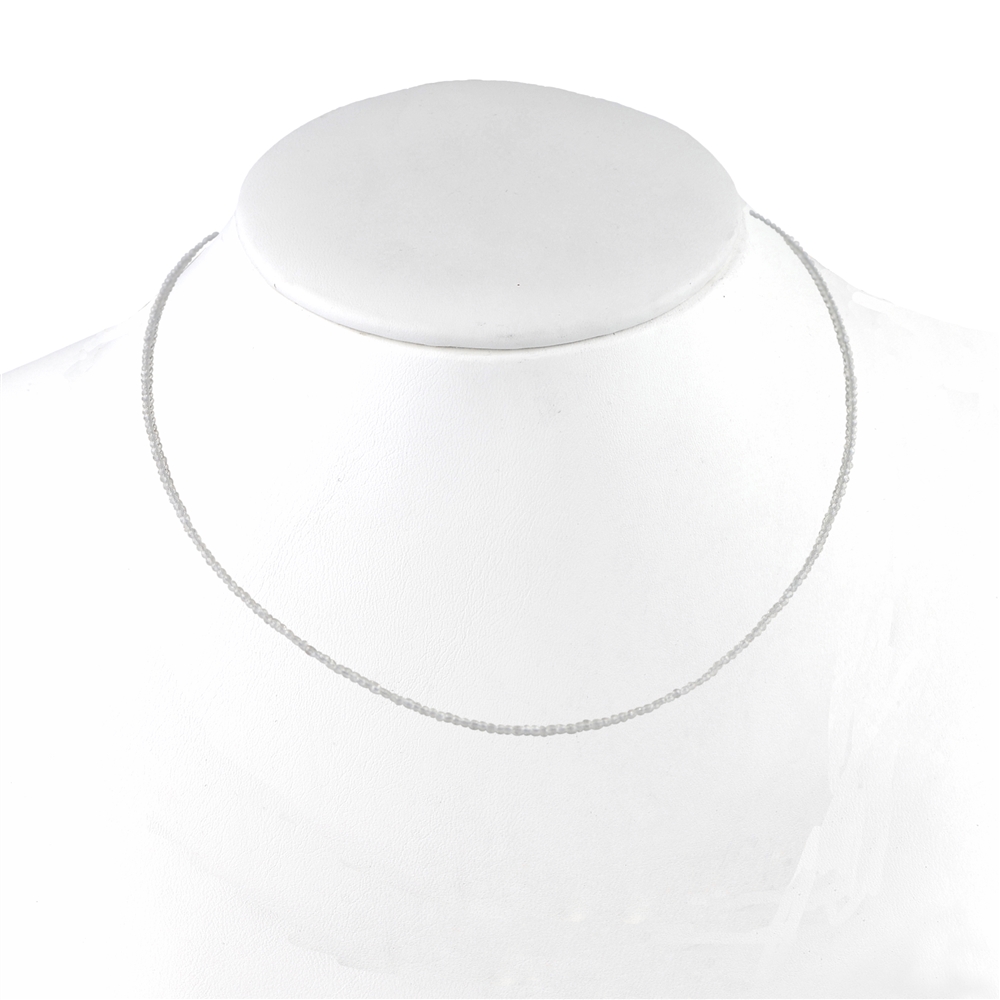 Kette Button, Topas (weiß), facettiert, 2mm/45cm